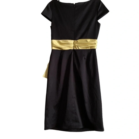 BCBG black satin yellow vintage 1950’s style bow detail cocktail dress - Picture 17 of 17